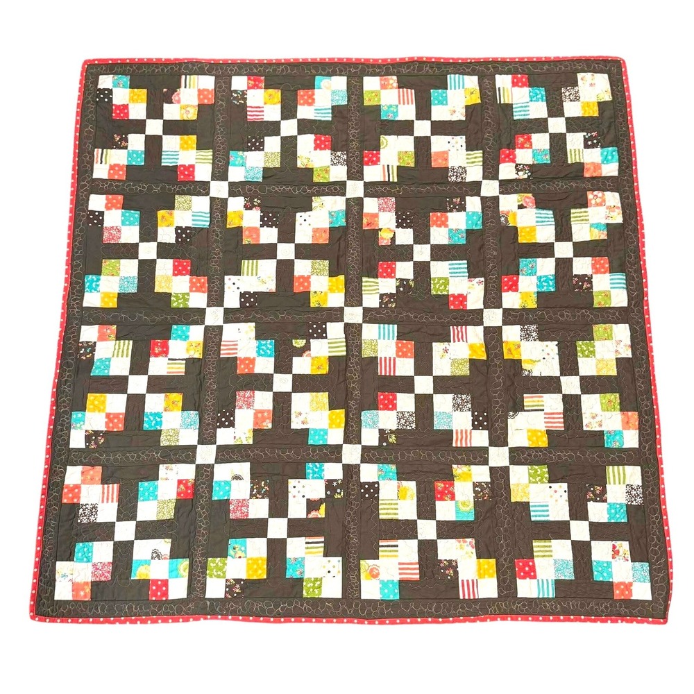 Handmade Quilt 59 x 59 Gingersnap Corey Yoder Moda Fabrics Pink Brown Patchwork